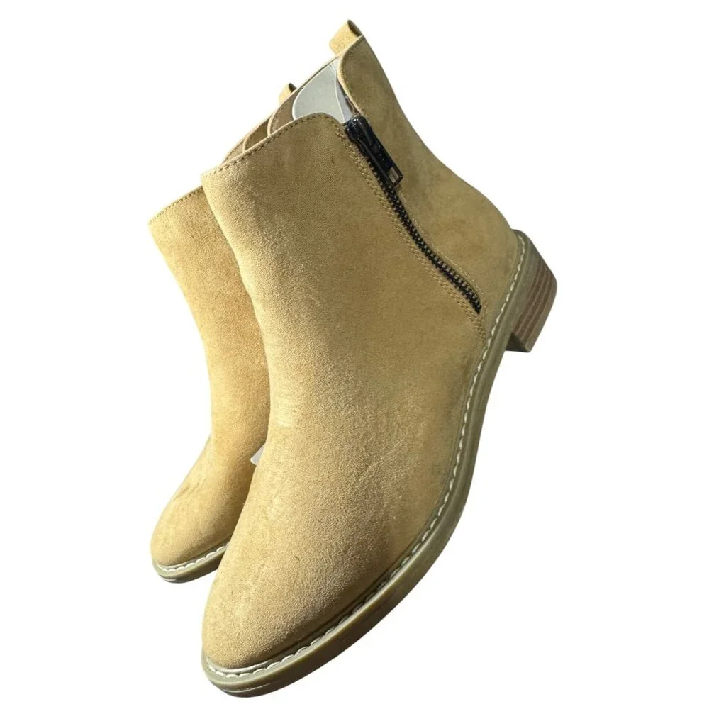 Universal Thread Tan Ankle Boots With Side Zipper And Memory Foam Insole Size 7